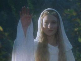 Galadriel, the Lady of Lórien as she appears in Peter Jackson's film version of Tolkien's ...