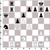 1. d4 Rf6 2. Rf3 c5 3. d5 g6 4. c4 b5 5. cxb5 a6 6. bxa6 Bg7 7. Rc3 O-O...