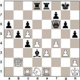 1. d4 d5 2. c4 c6 3. Rf3 Rf6 4. Rc3 e6 5. Bg5 h6 6. Bxf6 Dxf6 7. e3 Rd7...