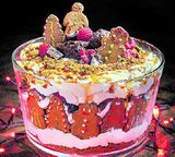 Truflað trifle með piparkökum, karamellu-brownie og hvítsúkkulaðiostaköku