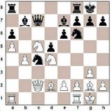 1. d4 Rf6 2. Rf3 e6 3. g3 b5 4. a4 b4 5. Bg2 d5 6. Bg5 Bb7 7. 0-0 c5 8...