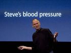 Steve Jobs segir gamansögu um blóðþrýsting sinn á blaðamannafundi í október sl. 